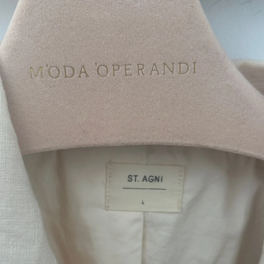 St Agni Cream Double-Breasted Women's linen blend Blazer - Picture 2 of 3